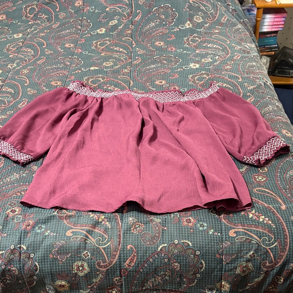Maurices Magenta Off-Shoulder Blouse